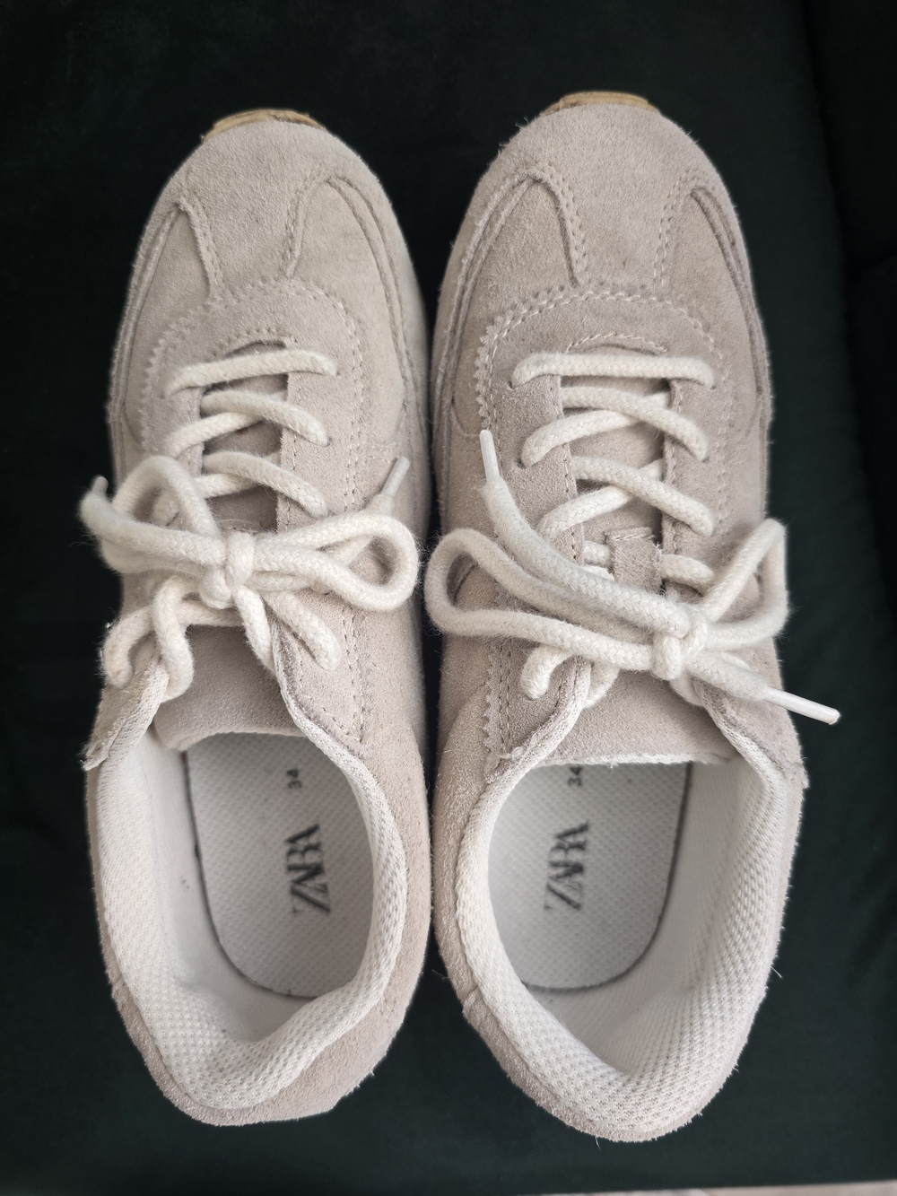 Zara Beige Suede Kids Sneakers Size 34